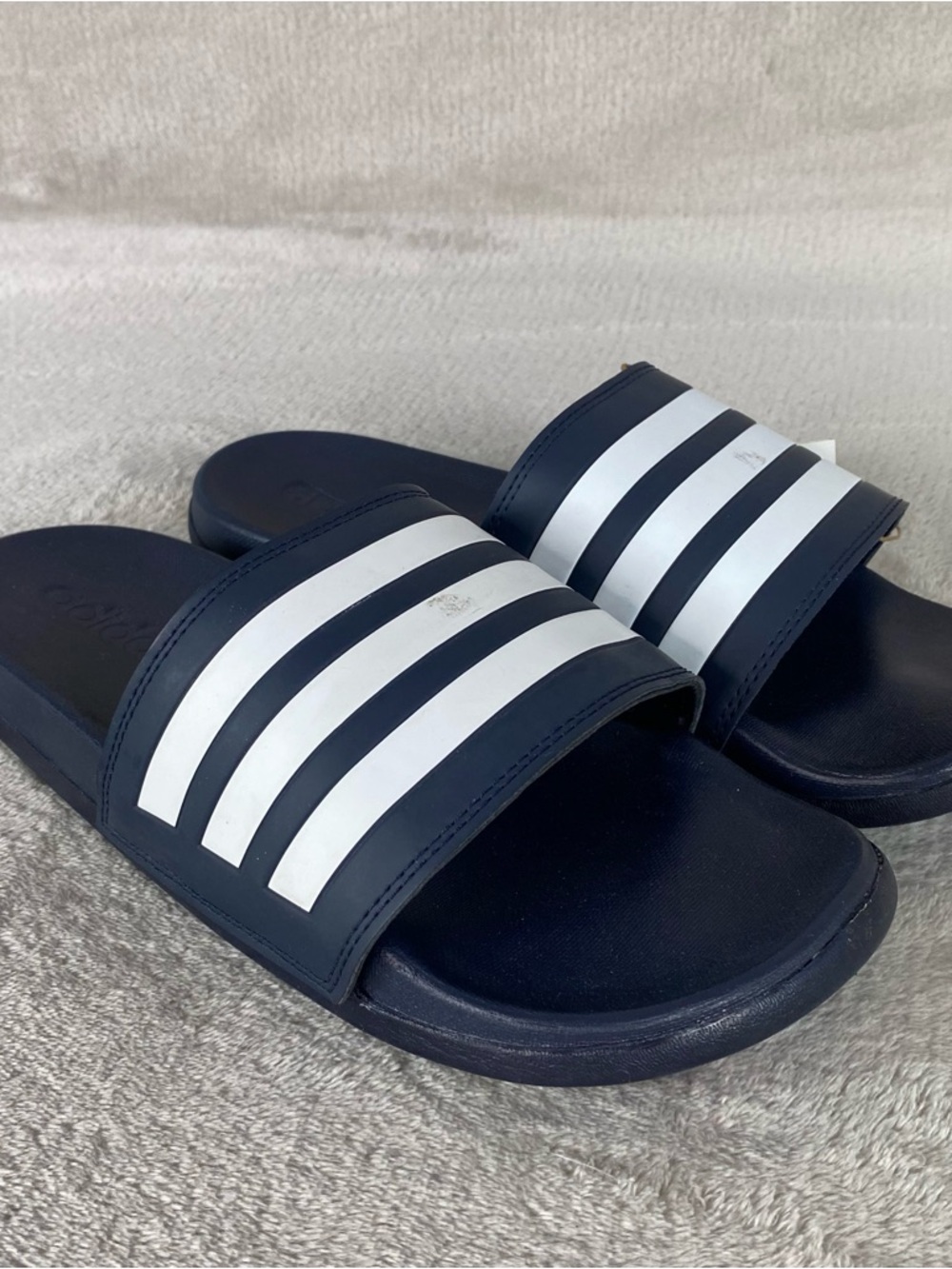 Adidas Adilette Comfort Slide Sandals Mens Size 7 Navy Blue Slip On Water NEW